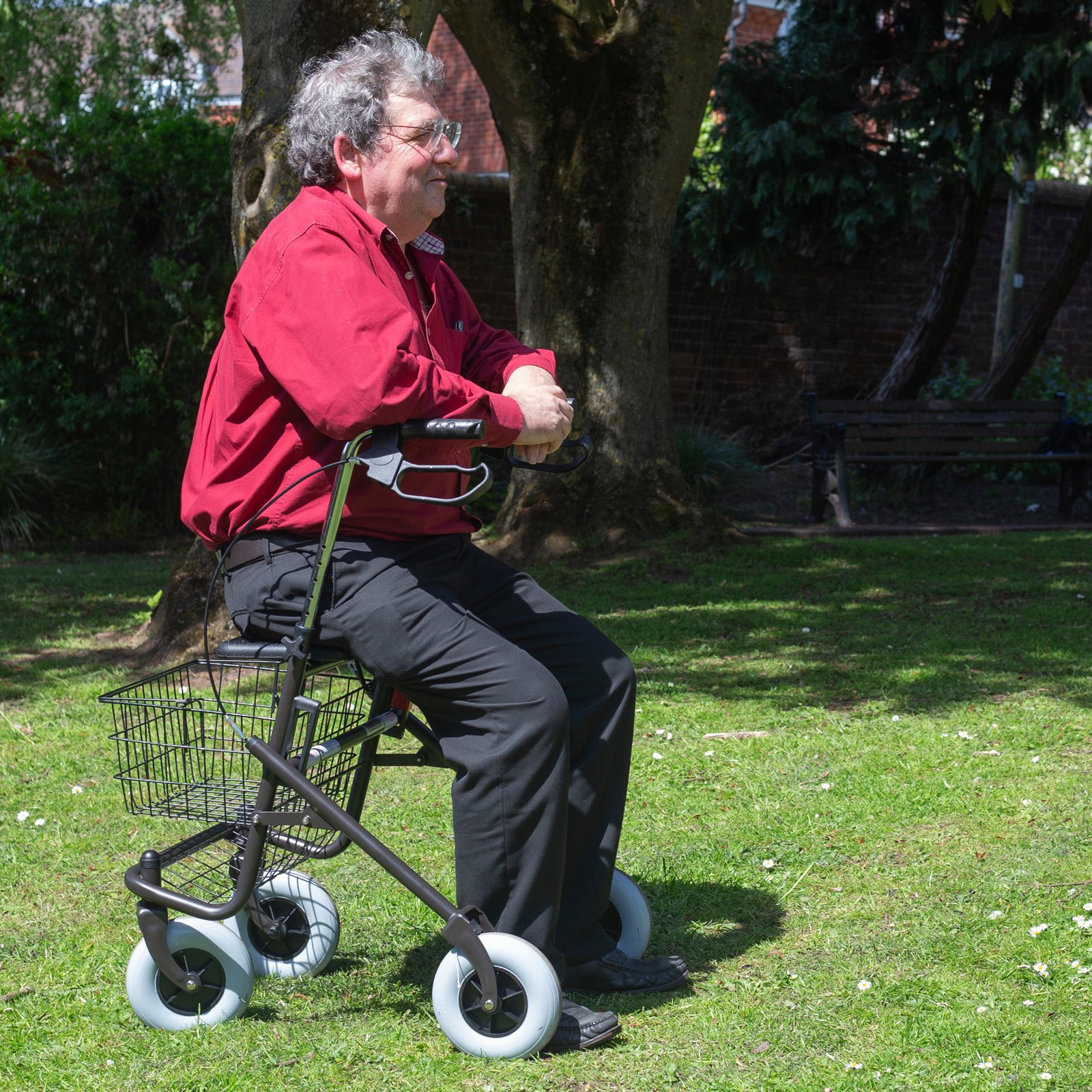 Four Wheeled Folding Rollator with Seat